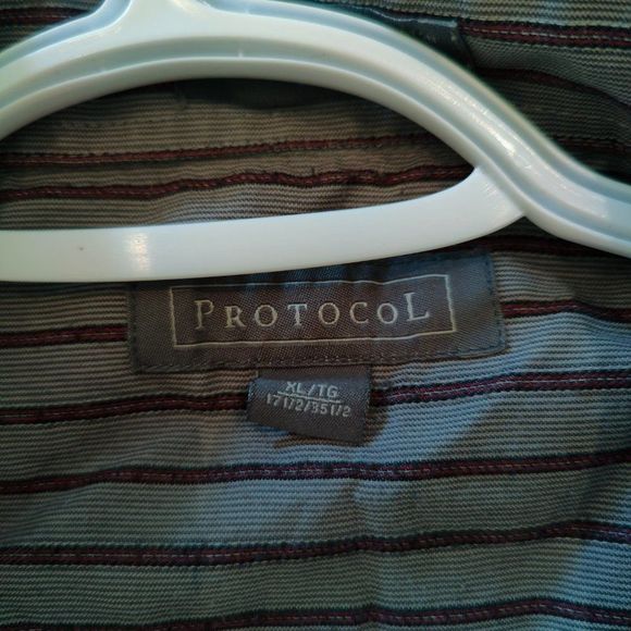 Men's Button Down Shirt, Long Sleeve, 17.5 Size XL Protocol - Picture 7 of 8